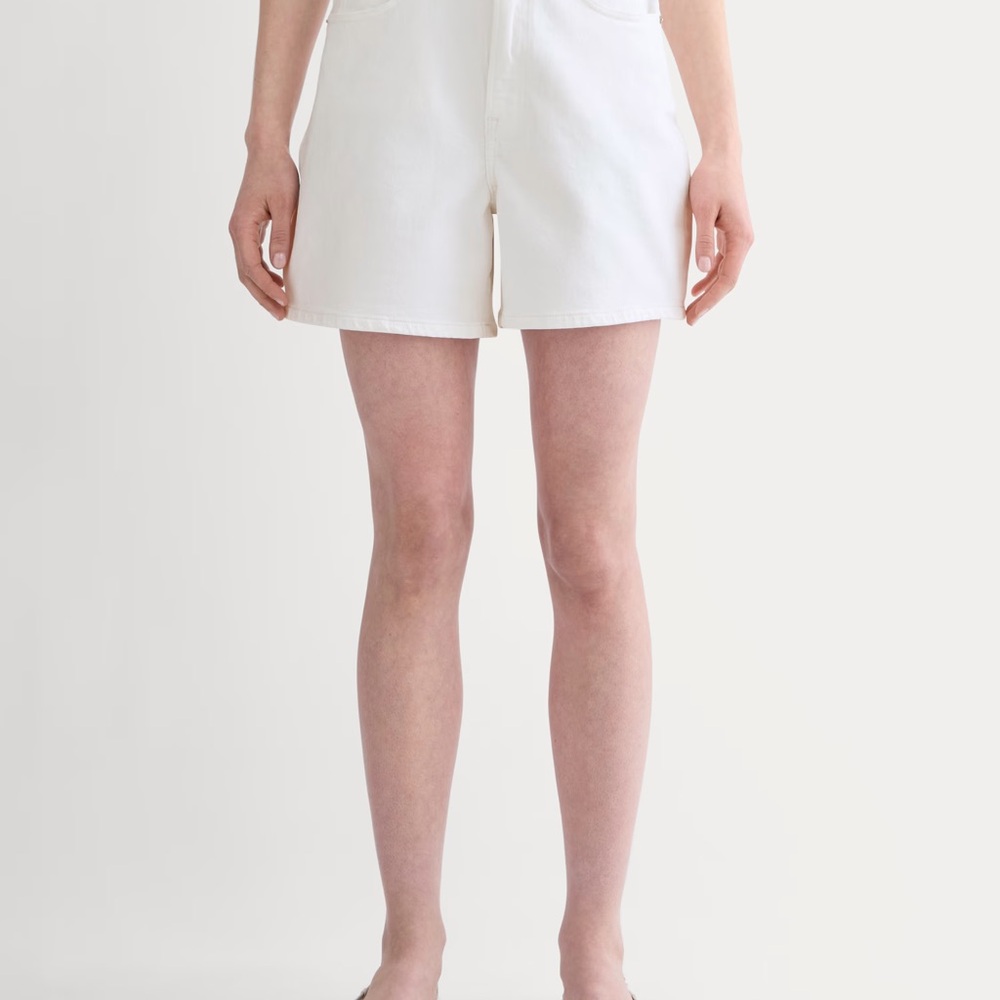 Everlane A-Line Denim Shorts in White